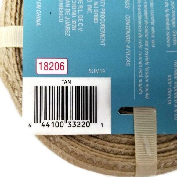 Destination Summer Coaster Set Tan Indoor Outdoor Round Lot of 8 Wipe Clean NEW - Picture 5 of 5